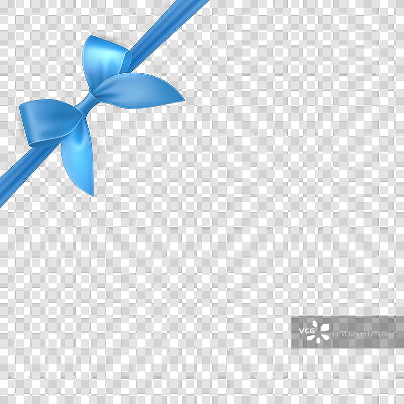 写实的丝绸蓝色礼品丝带缎带蝴蝶结图片素材