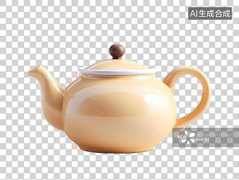 【AI数字艺术】一个米色的陶瓷茶壶图片素材