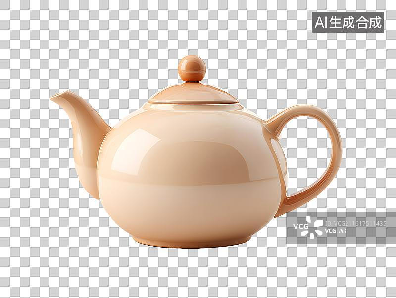 【AI数字艺术】一个米色的陶瓷茶壶图片素材