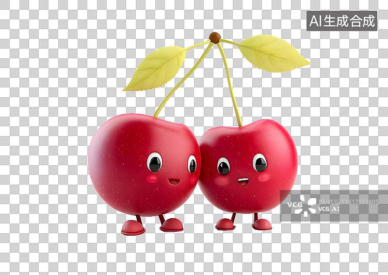 【AI数字艺术】可爱的卡通拟人化樱桃图片素材