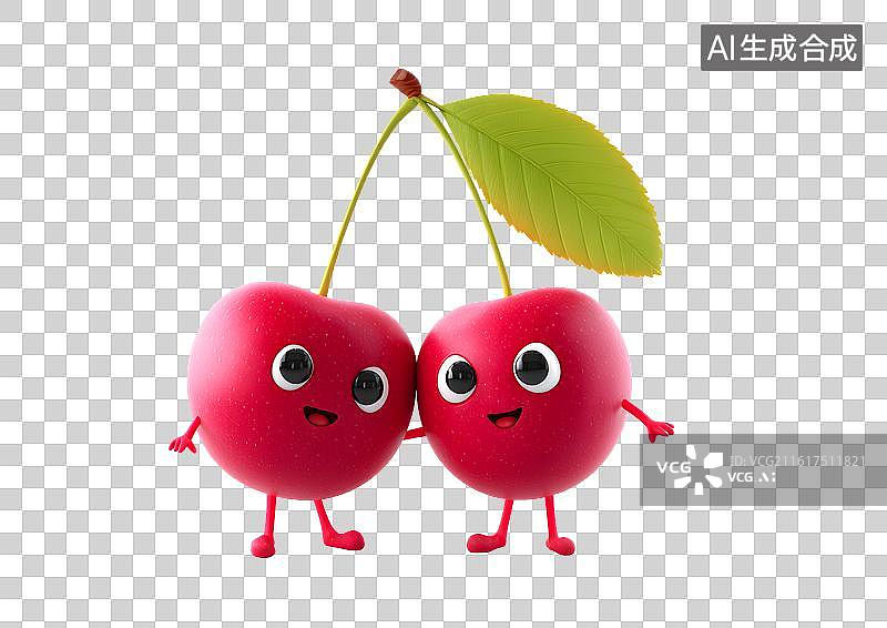 【AI数字艺术】可爱的卡通拟人化樱桃图片素材