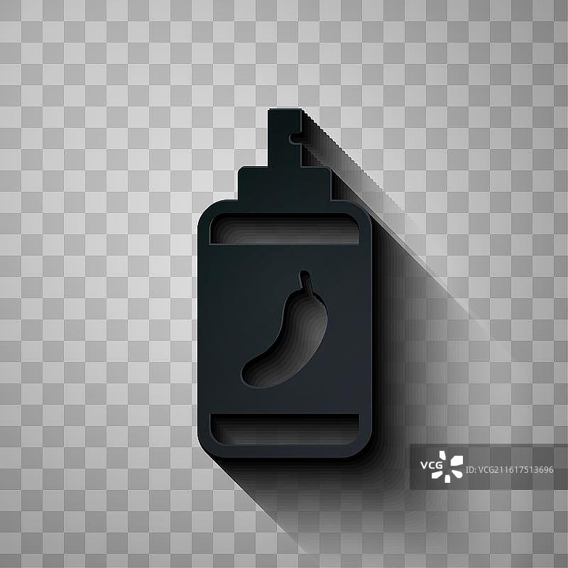 剪纸风格的胡椒喷雾图标，孤立在黑色背景上图片素材