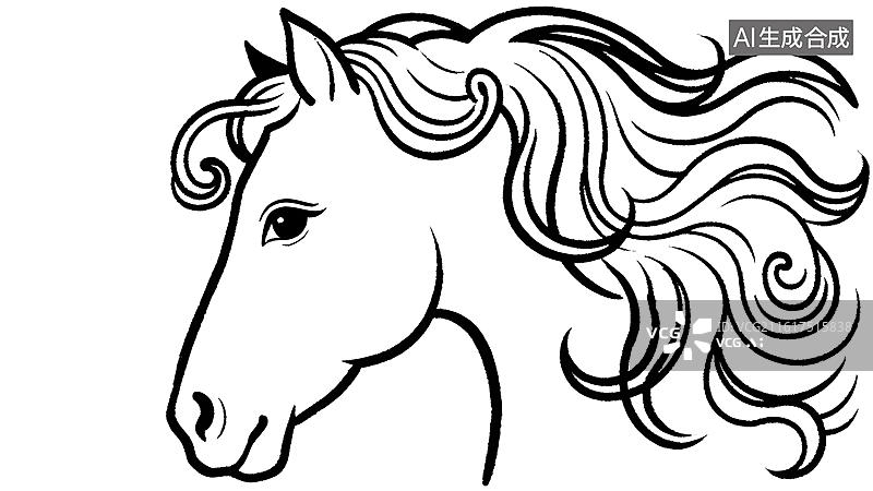 【AI数字艺术】马头侧面线条艺术图片素材