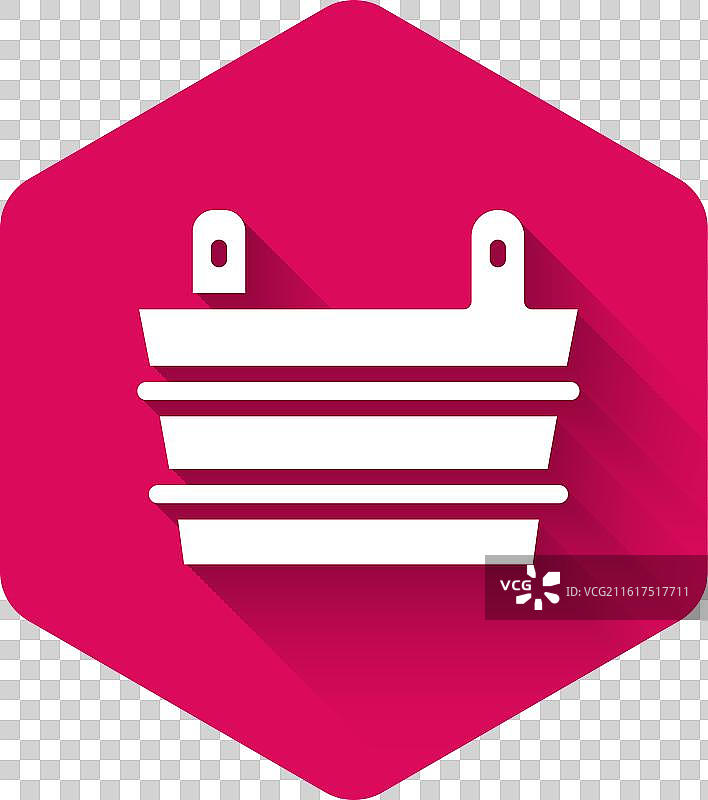 白色的桑拿水桶图标，带有长长的影子图片素材