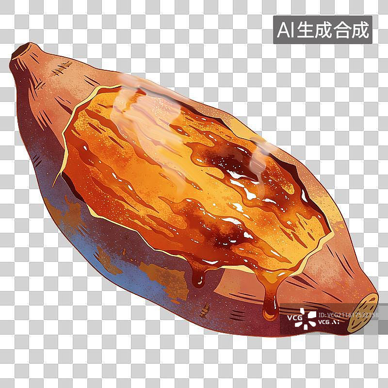 【AI数字艺术】烤红薯食物插画图片素材