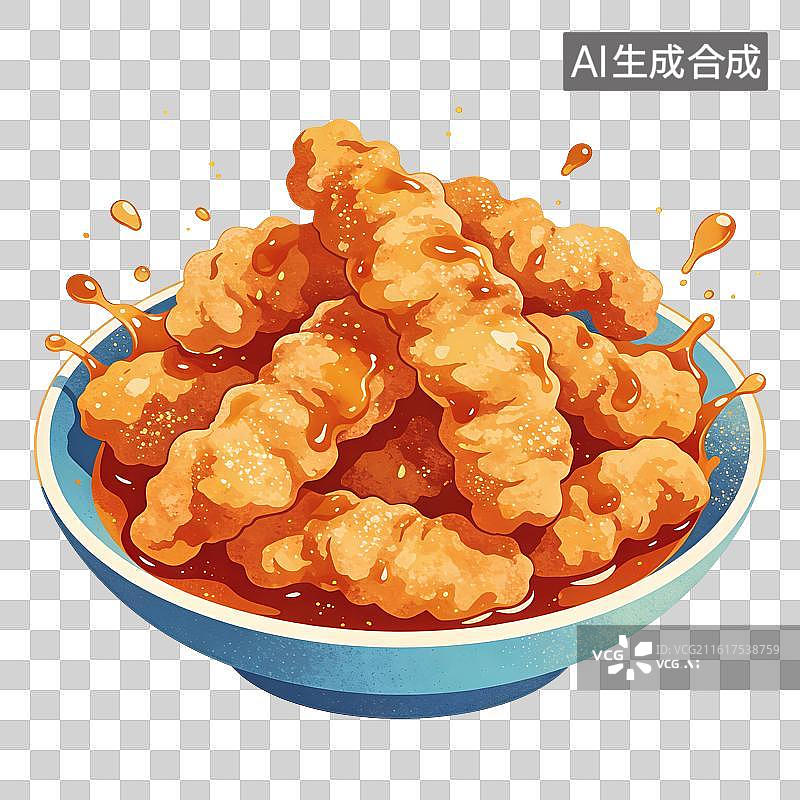 【AI数字艺术】小酥肉美食插画图片素材