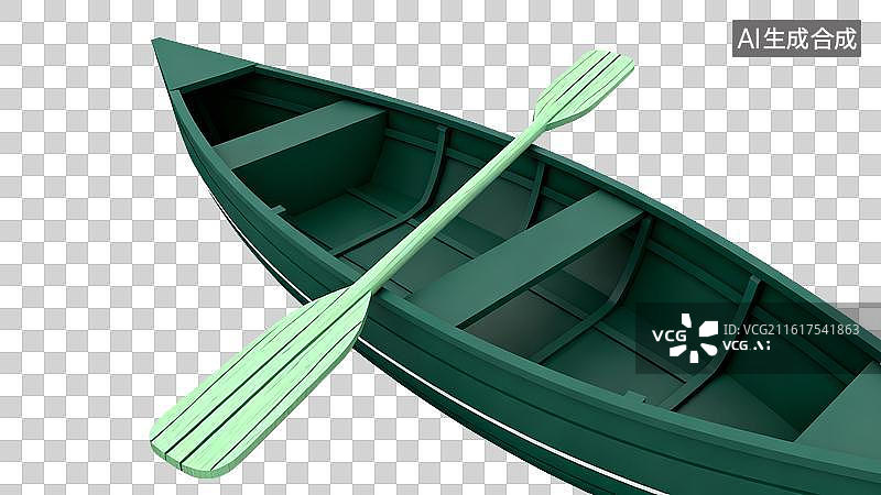 【AI数字艺术】绿色独木舟户外水上场景图片素材