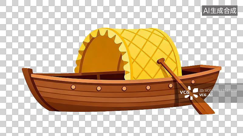 【AI数字艺术】竹篷木船国风风水乡游船场景图片素材