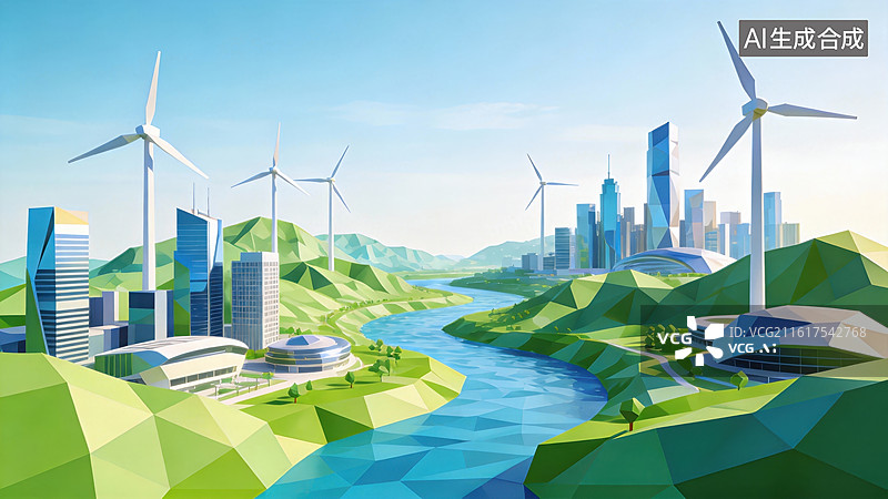 【AI数字艺术】绿色城市风光图片素材