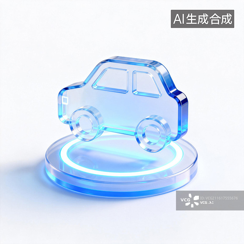 【AI数字艺术】能源汽车3D科技半透明图标图片素材