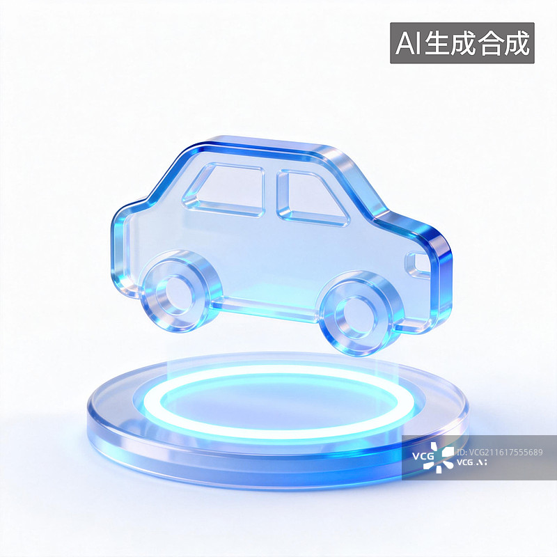 【AI数字艺术】能源汽车3D科技半透明图标图片素材