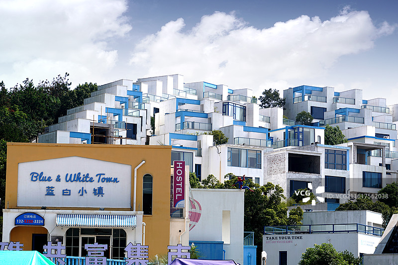 浙江省舟山市岱山县秀山岛蓝白小镇图片素材