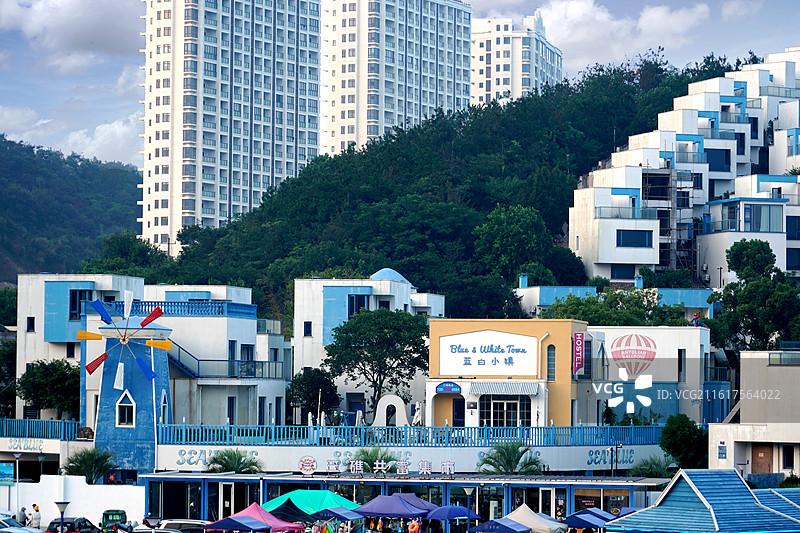 浙江省舟山市岱山县秀山岛蓝白小镇图片素材