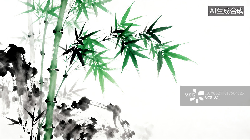 【AI数字艺术】中国传统水墨竹画图片素材