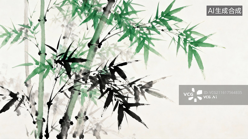 【AI数字艺术】中国传统水墨竹画图片素材