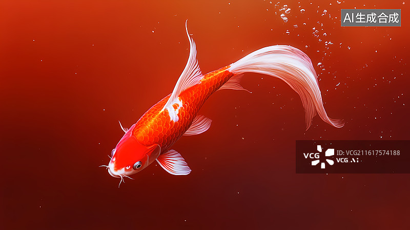 【AI数字艺术】水中红白锦鲤图片素材
