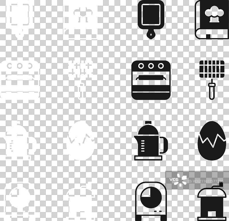 烧烤架、钢网、烤箱和砧板套装图片素材