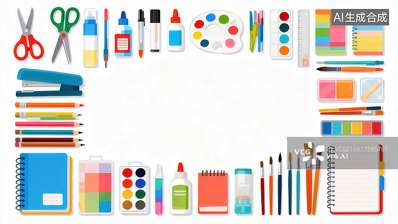 【AI数字艺术】文具用品集合展示图片素材