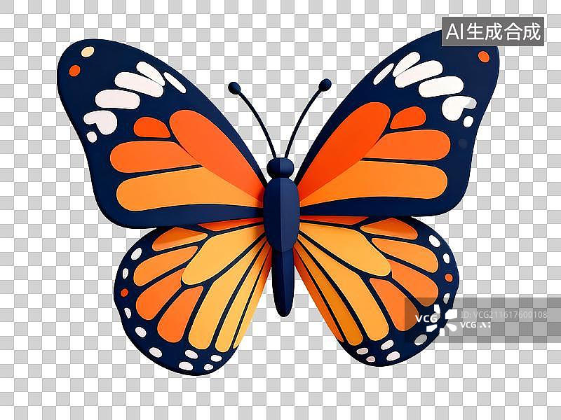 【AI数字艺术】橙黑相间的蝴蝶插画图片素材