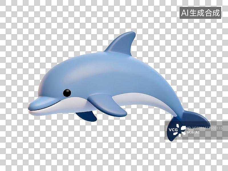 【AI数字艺术】蓝色海豚卡通形象图片素材
