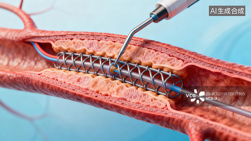 【AI数字艺术】血管内放置金属支架图片素材