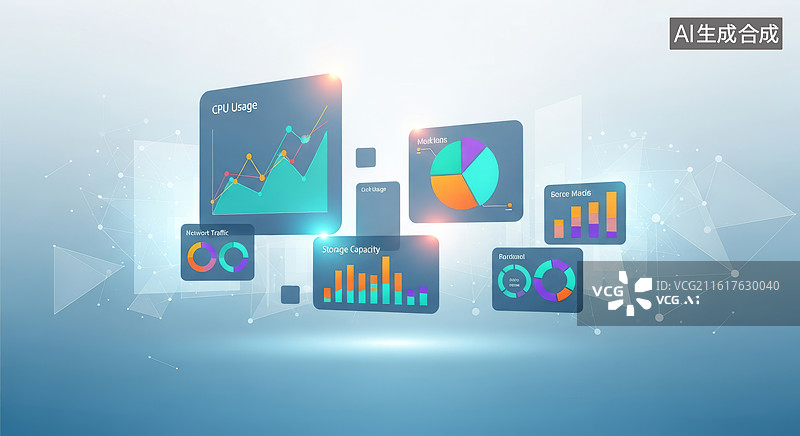 【AI数字艺术】商务数据可视化与分析图表图片素材