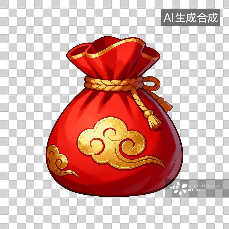 【AI数字艺术】中国风手绘插画，福袋，国风小物件，端午节香囊，艾草香包，荷包，七夕节，锦缎香包锦囊挂件，免抠元素图片素材