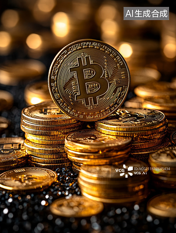 【AI数字艺术】比特币，加密货币，数字资产图片素材