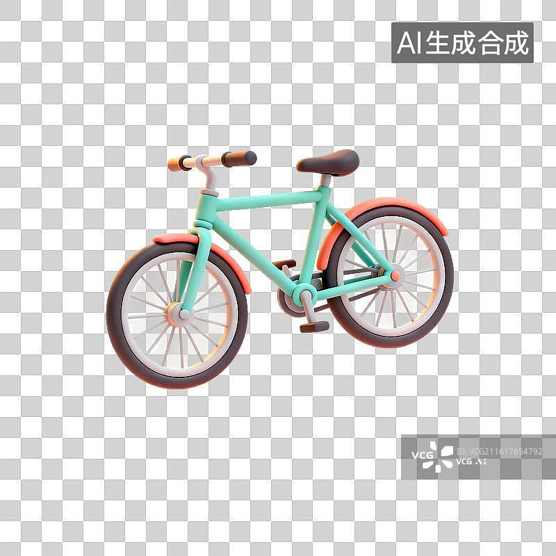 【AI数字艺术】3D渲染卡通交通工具，单车，自行车，骑自行车，休闲活动，体育运动，露营，免抠元素图片素材
