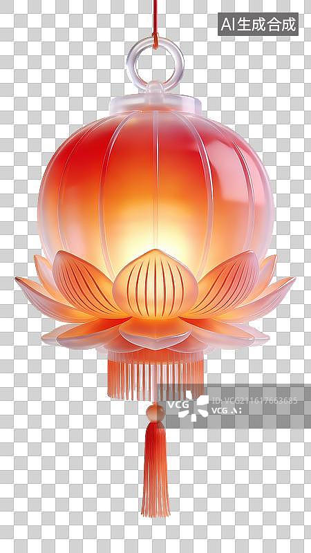 【AI数字艺术】国风莲花灯笼禅意装饰电商素材图片素材