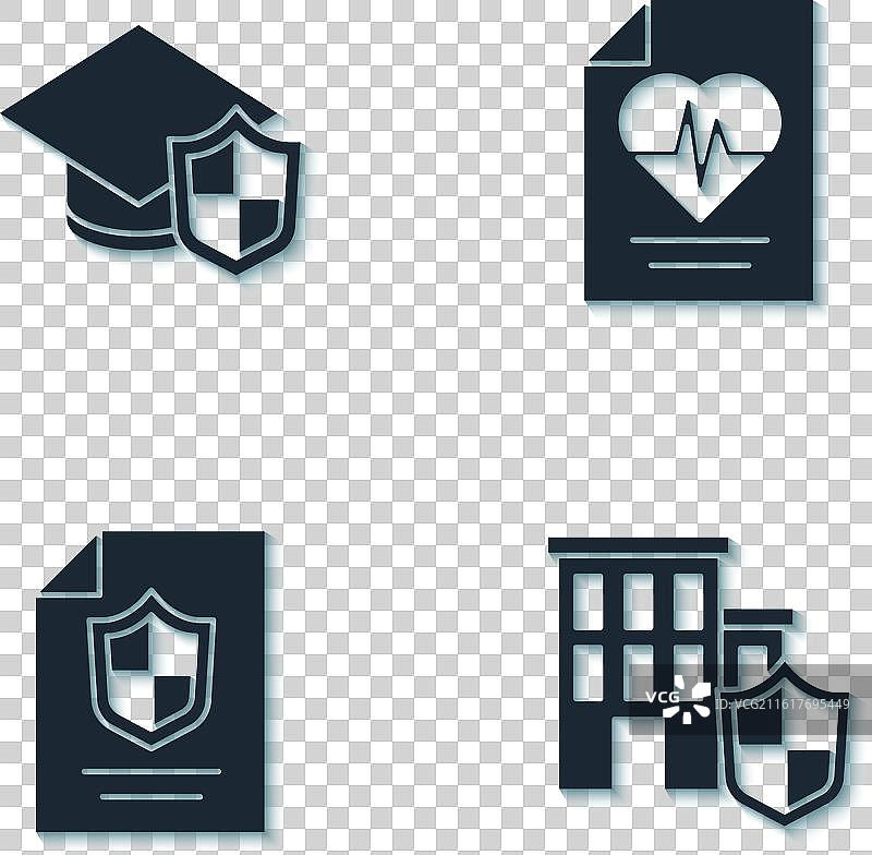 毕业帽、盾牌、房屋合同套装图片素材