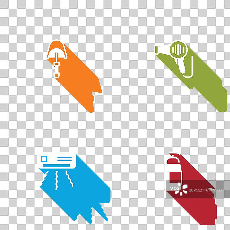 一套锅铲、吹风机和空调图片素材