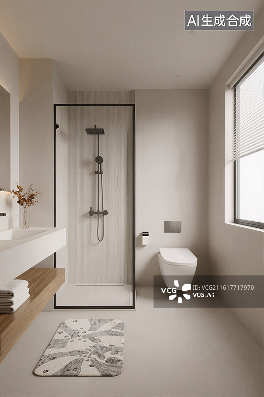 【AI数字艺术】现代简约风格浴室设计图片素材