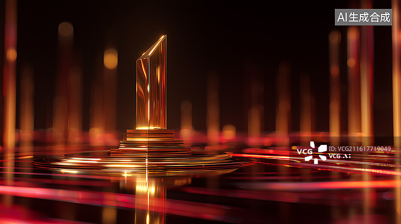 【AI数字艺术】金色奖杯特写图片素材