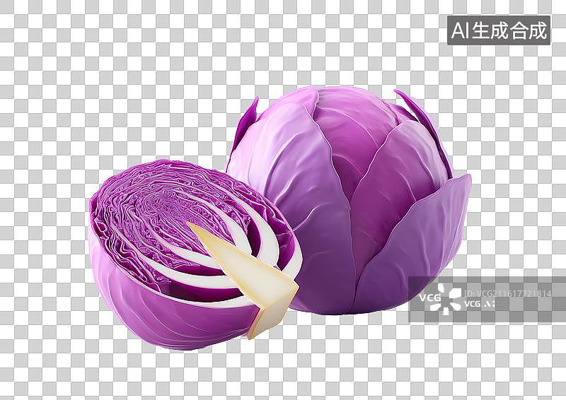 【AI数字艺术】卡通紫包菜图片素材