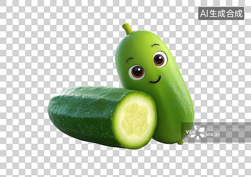 【AI数字艺术】可爱的拟人化卡通黄瓜图片素材