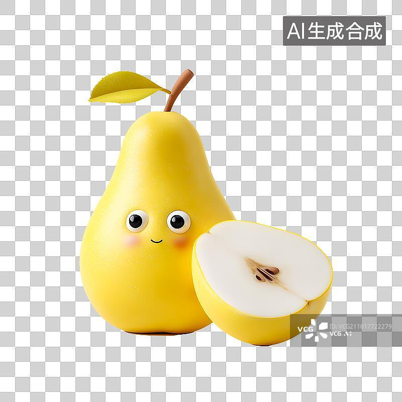 【AI数字艺术】拟人化卡通黄梨图片素材