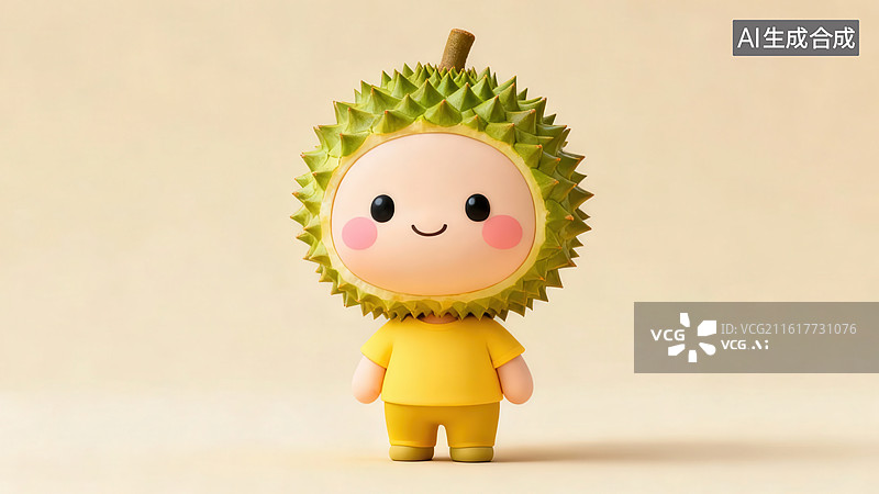 【AI数字艺术】榴莲造型卡通人物图片素材