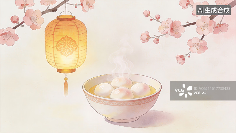 【AI数字艺术】灯笼与热汤圆图片素材
