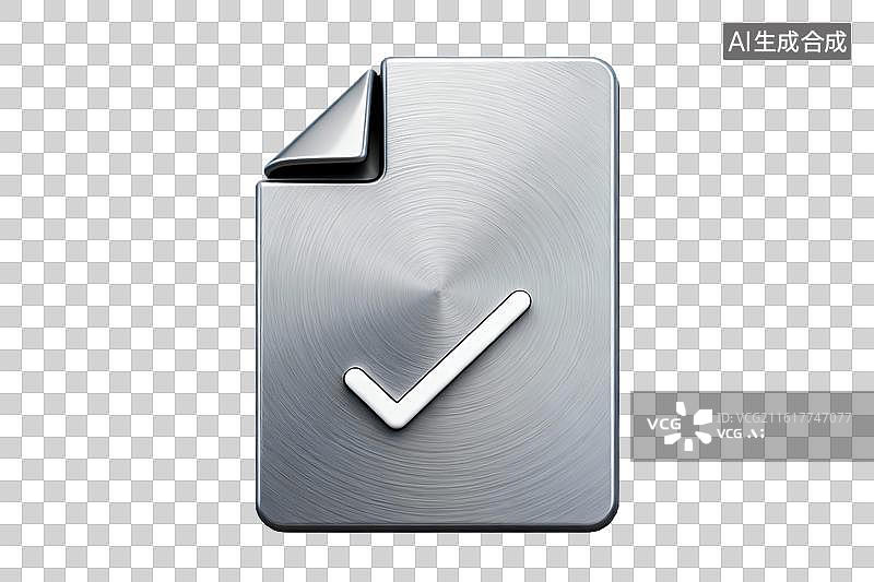 【AI数字艺术】金属质感文件图标带对勾图片素材