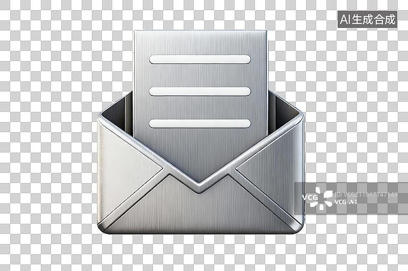 【AI数字艺术】金属质感信封图标设计图片素材