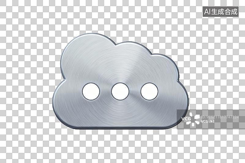 【AI数字艺术】金属质感云朵图标特写图片素材