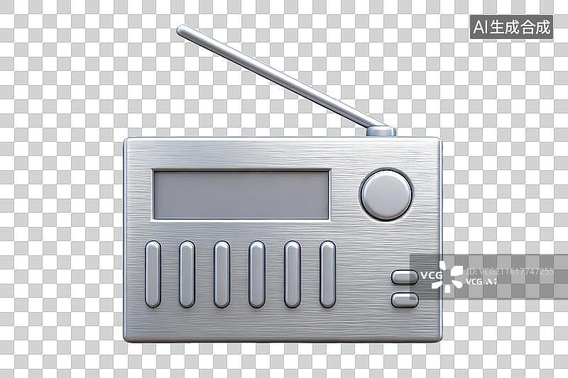 【AI数字艺术】银色复古收音机特写图片素材