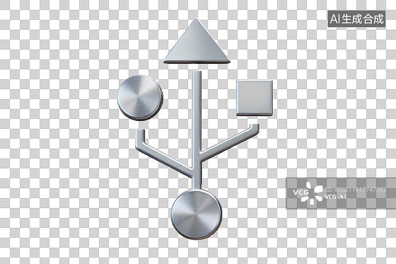 【AI数字艺术】金属质感USB接口图标图片素材