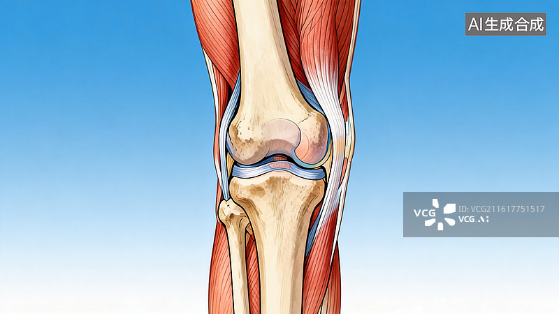 【AI数字艺术】人体膝关节解剖结构图图片素材