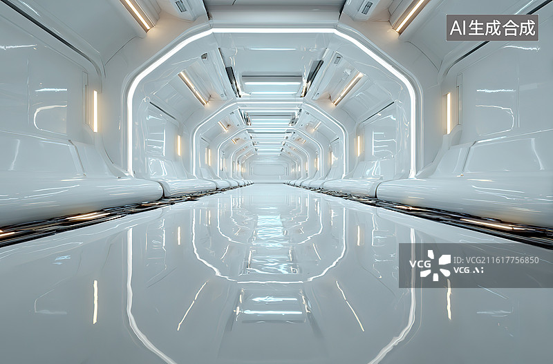 【AI数字艺术】未来科技走廊图片素材