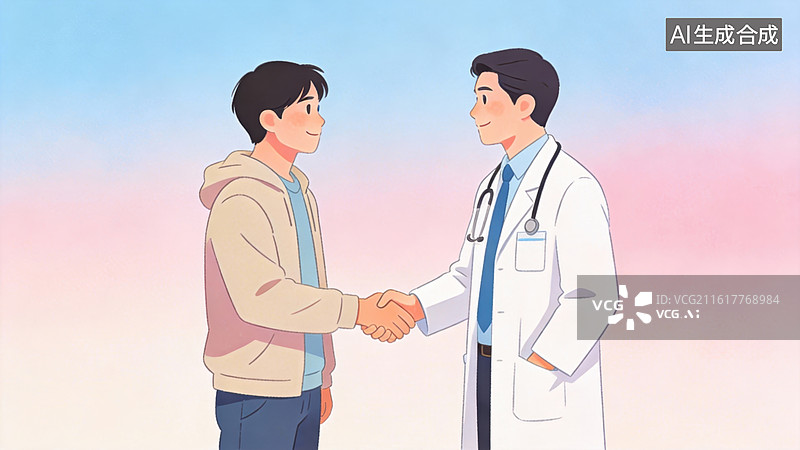 【AI数字艺术】医生与患者握手交流图片素材
