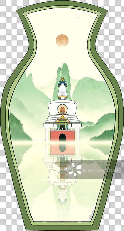 北京建筑园林门洞框景-北京白塔图片素材