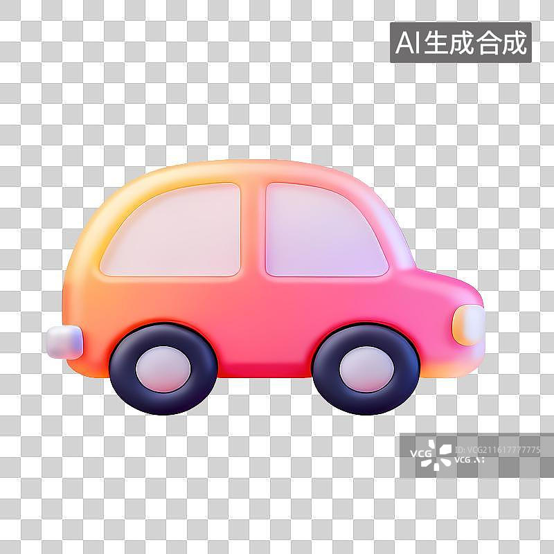 【AI数字艺术】汽车轿车轻拟物渐变卡通立体元素图片素材
