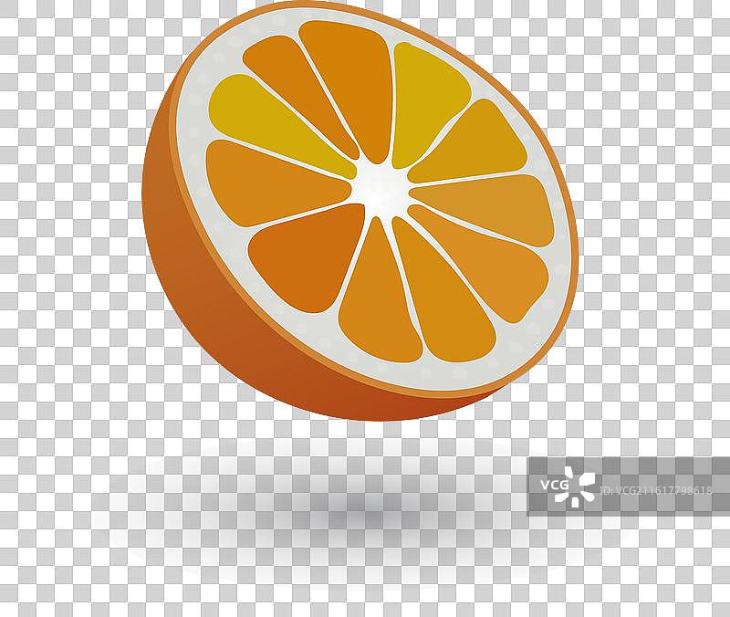 白色背景上的橙子切片图标，扁平化设计图片素材